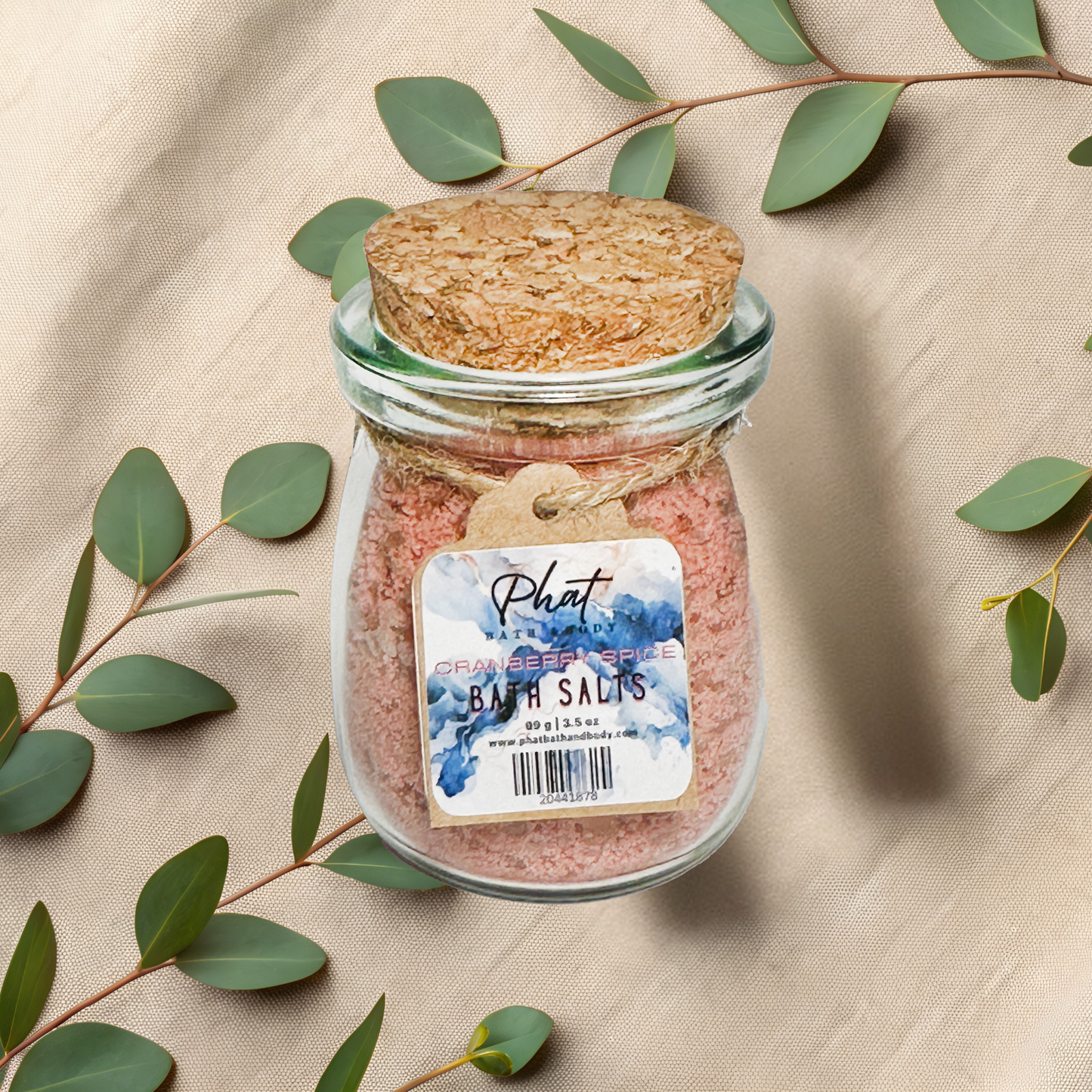 Cranberry Spice Natural Bath Salts with Kaolin Avocado & Sea Salt Bath Soak | 3.5 oz