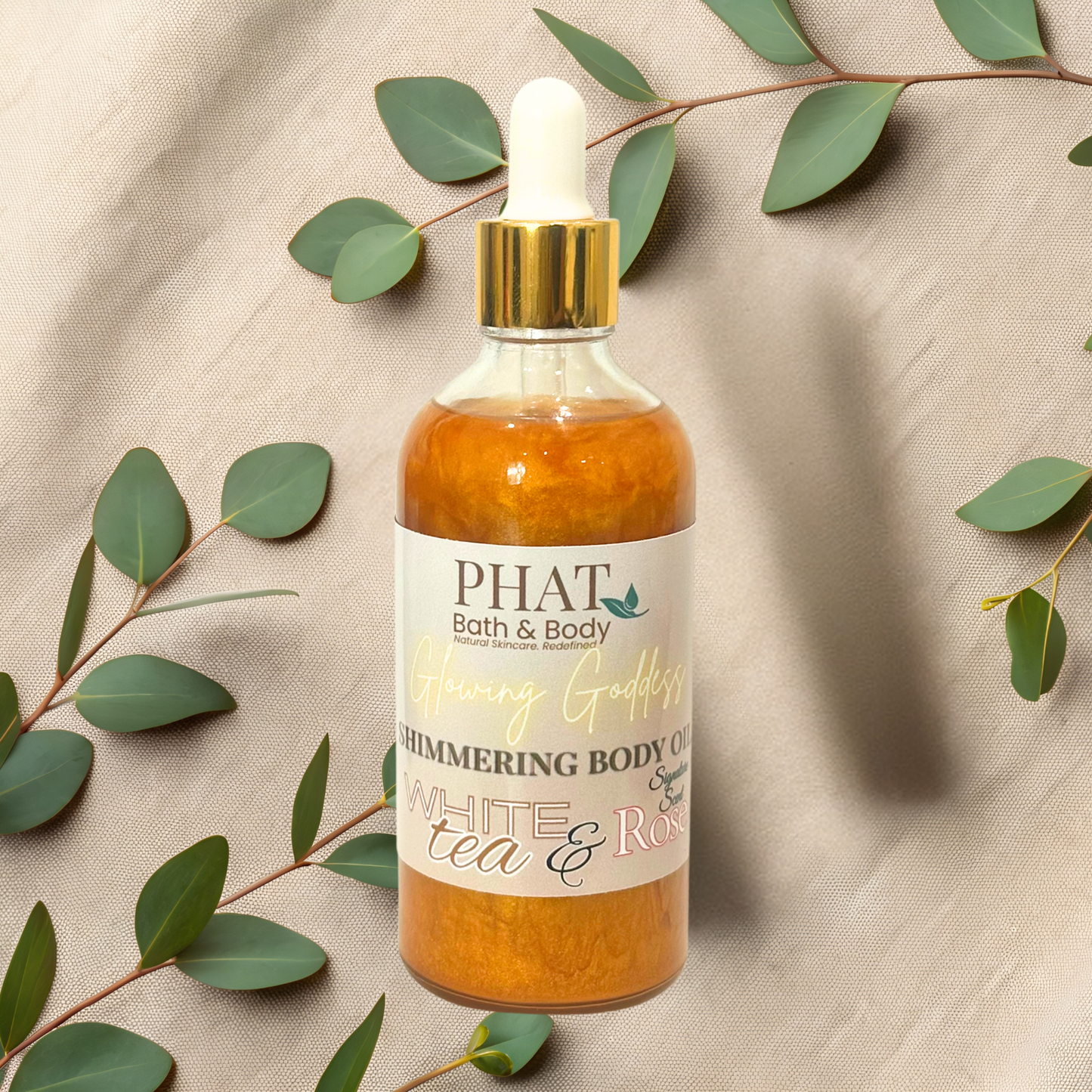 White Tea & Rose Signature Scent Glowing Goddess Natural Shimmer Body Oil | 3.2 oz