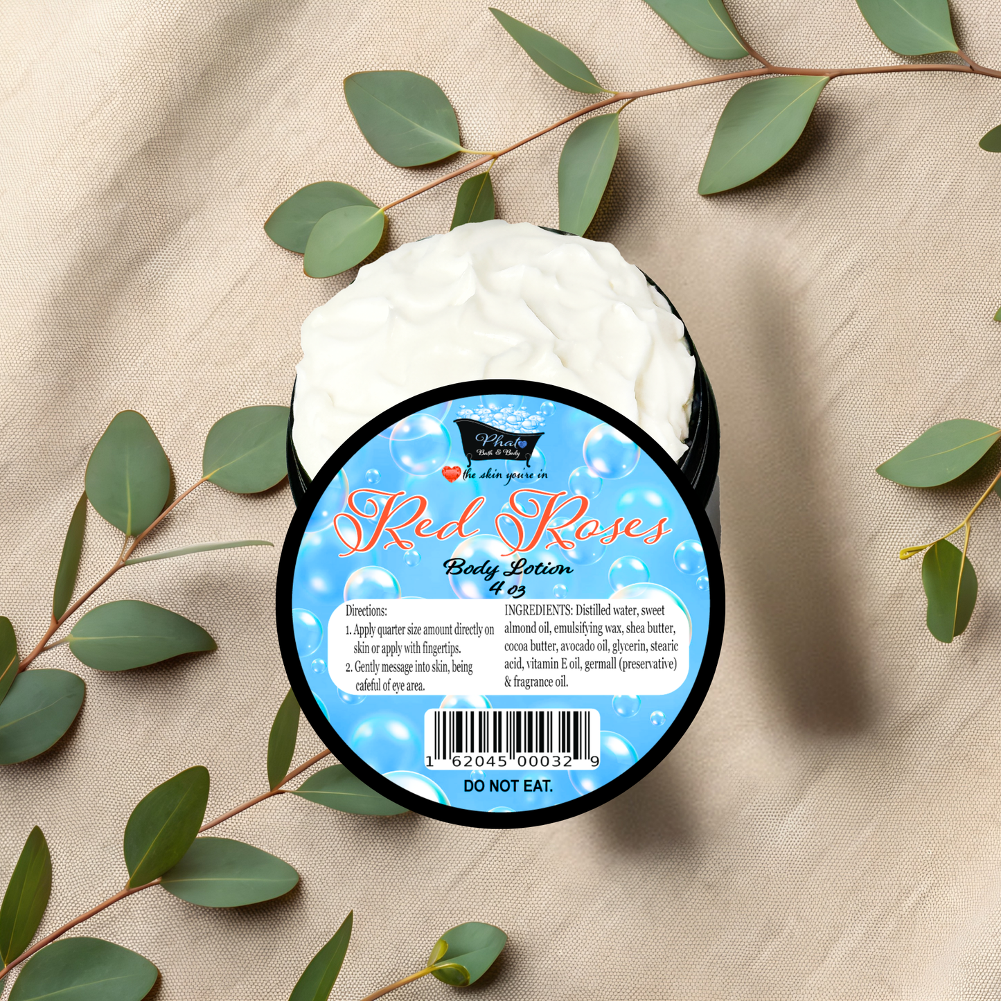 Red Roses Organic Moisturizing Body Lotion with Shea & Cocoa Butter | 5 oz