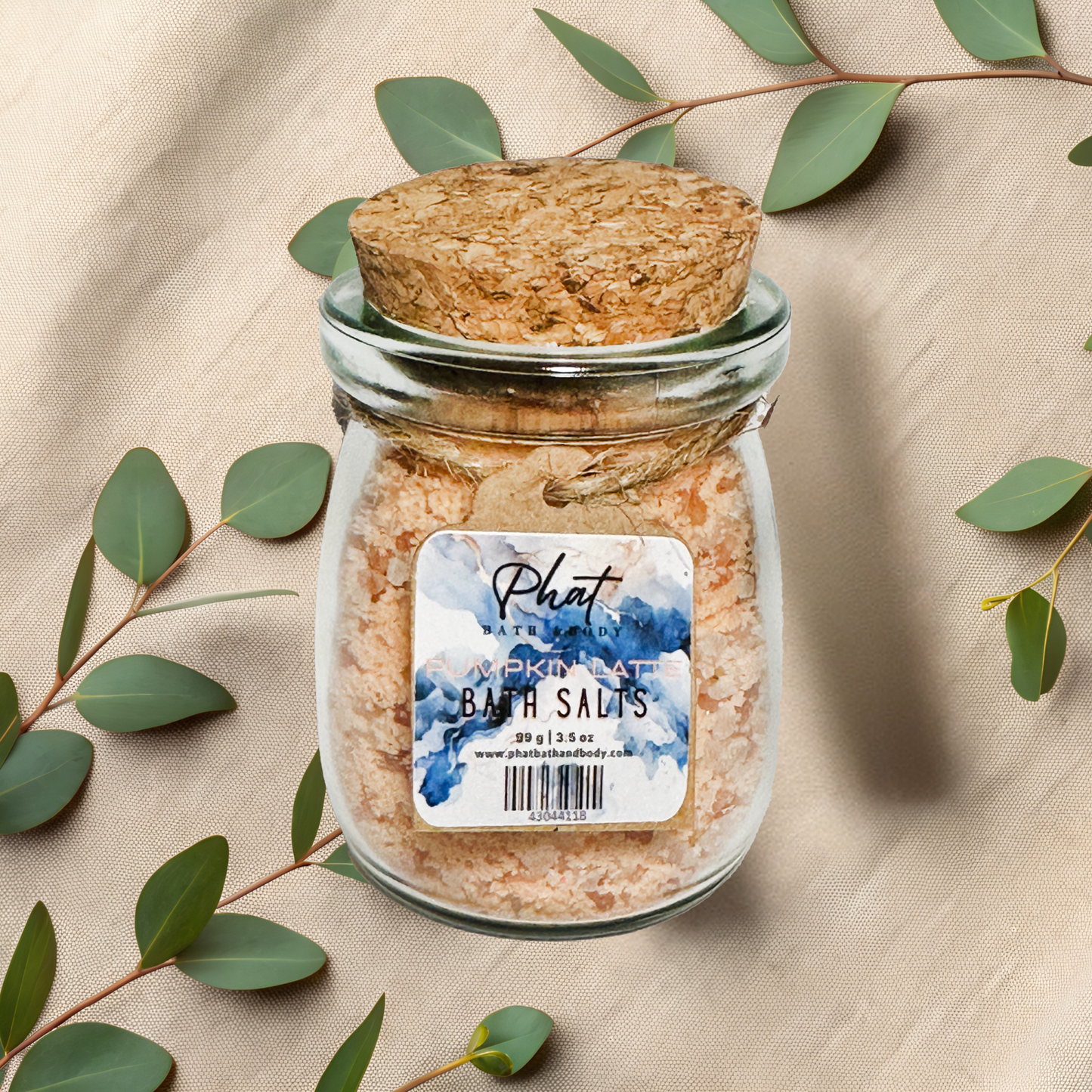 Pumpkin Latte Natural Bath Salts with Kaolin Avocado & Sea Salt Bath Soak | 3.5 oz