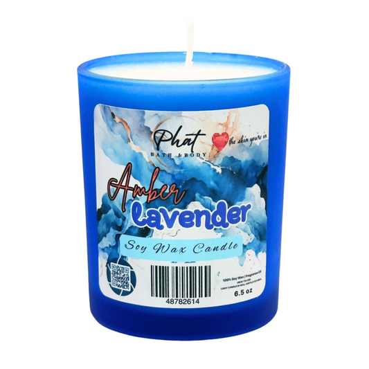 Amber and Lavender Natural Soy Wax Candle 6.5 oz Black Amber and Lavender Type