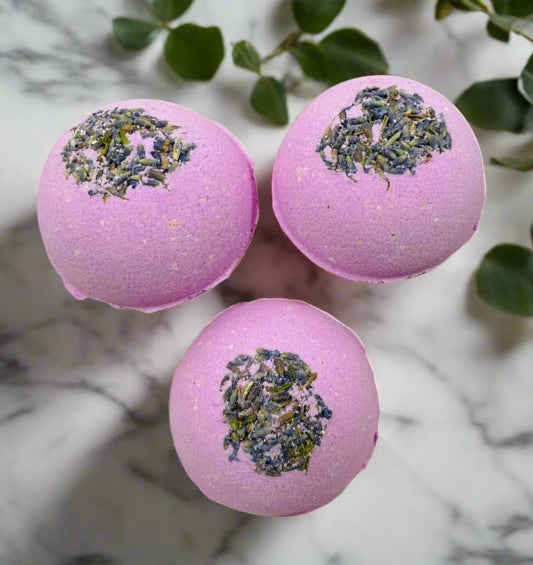 Amber & Lavender Oatmeal Skin Nourishing Bath Bombs with Vitamin E Organic, Natural, and Calming