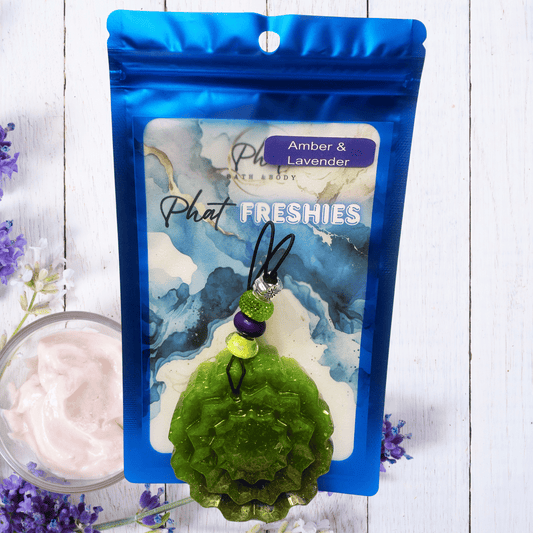Amber and Lavender| Phat Freshie Car Air Freshener Black Amber and Lavender Type
