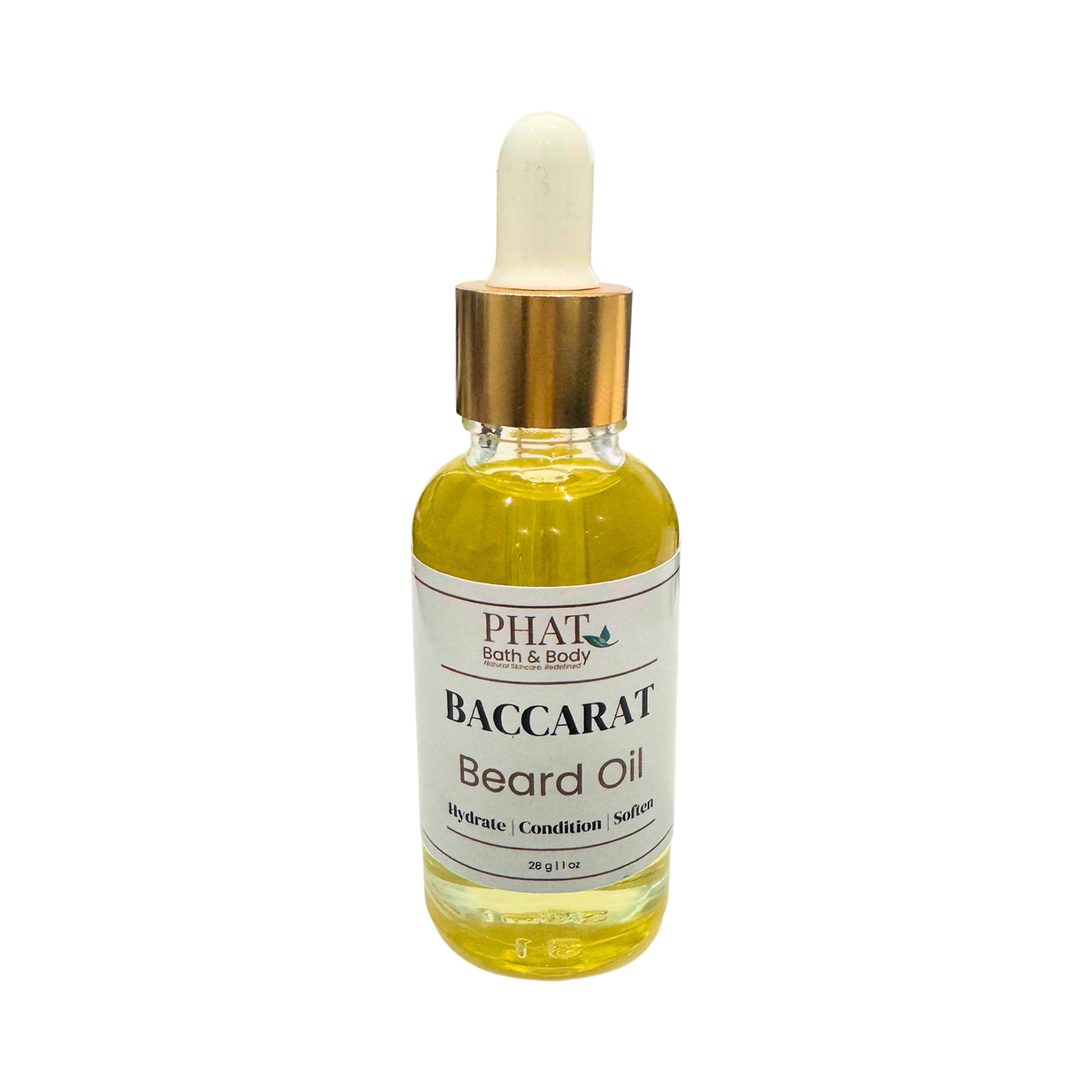 Baccarat Beard Oil bottle with dropper on a white background