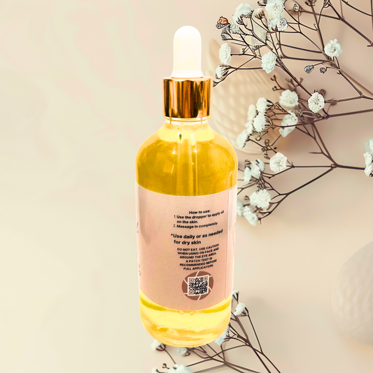 Skincare serum bottle with dropper on a light background with flowers