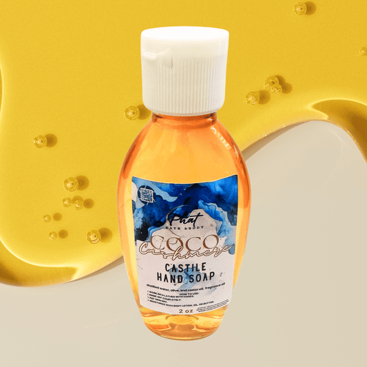 Liquid hand soap bottle with gold liquid background.