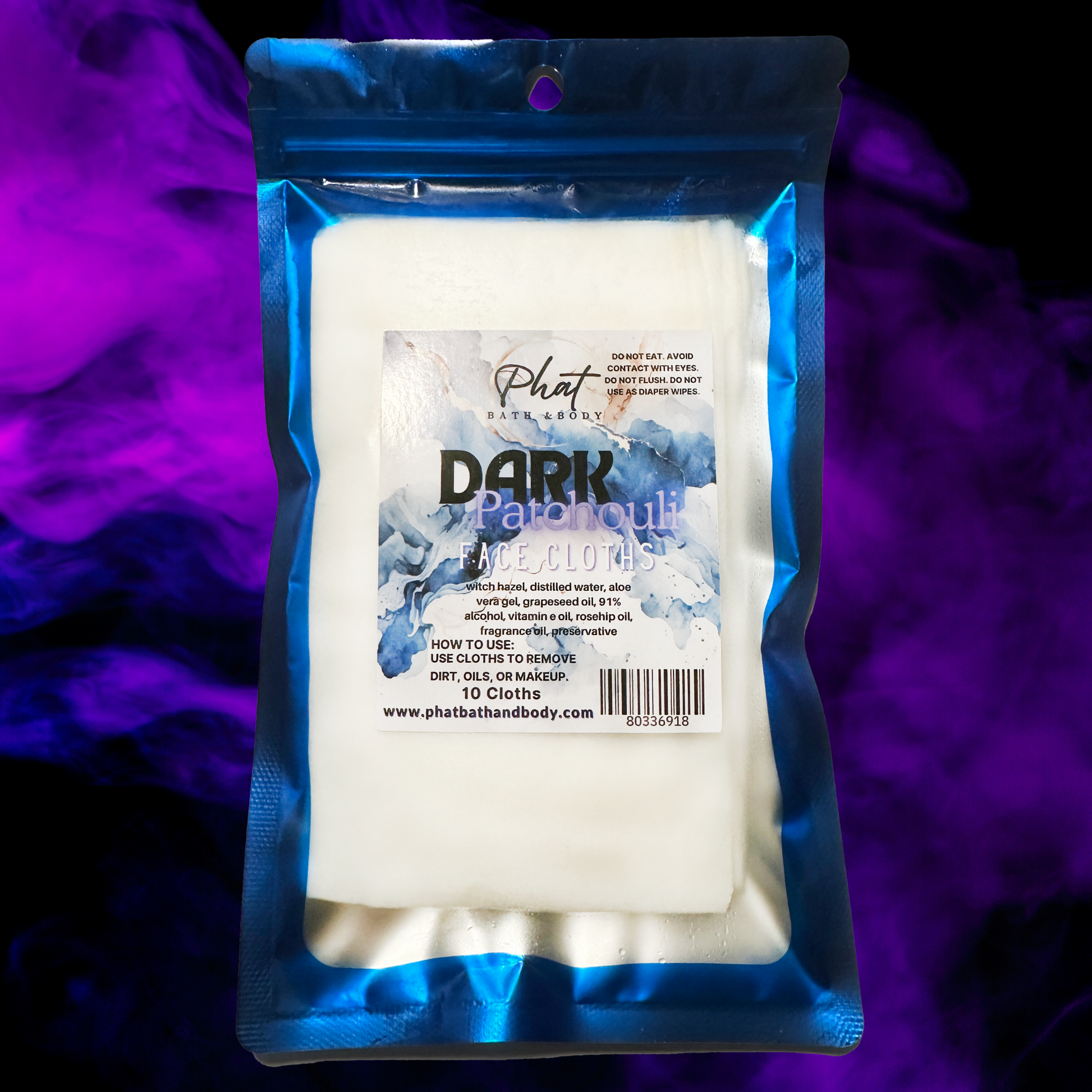 Dark Patchouli Disposable Natural Facial Cloths