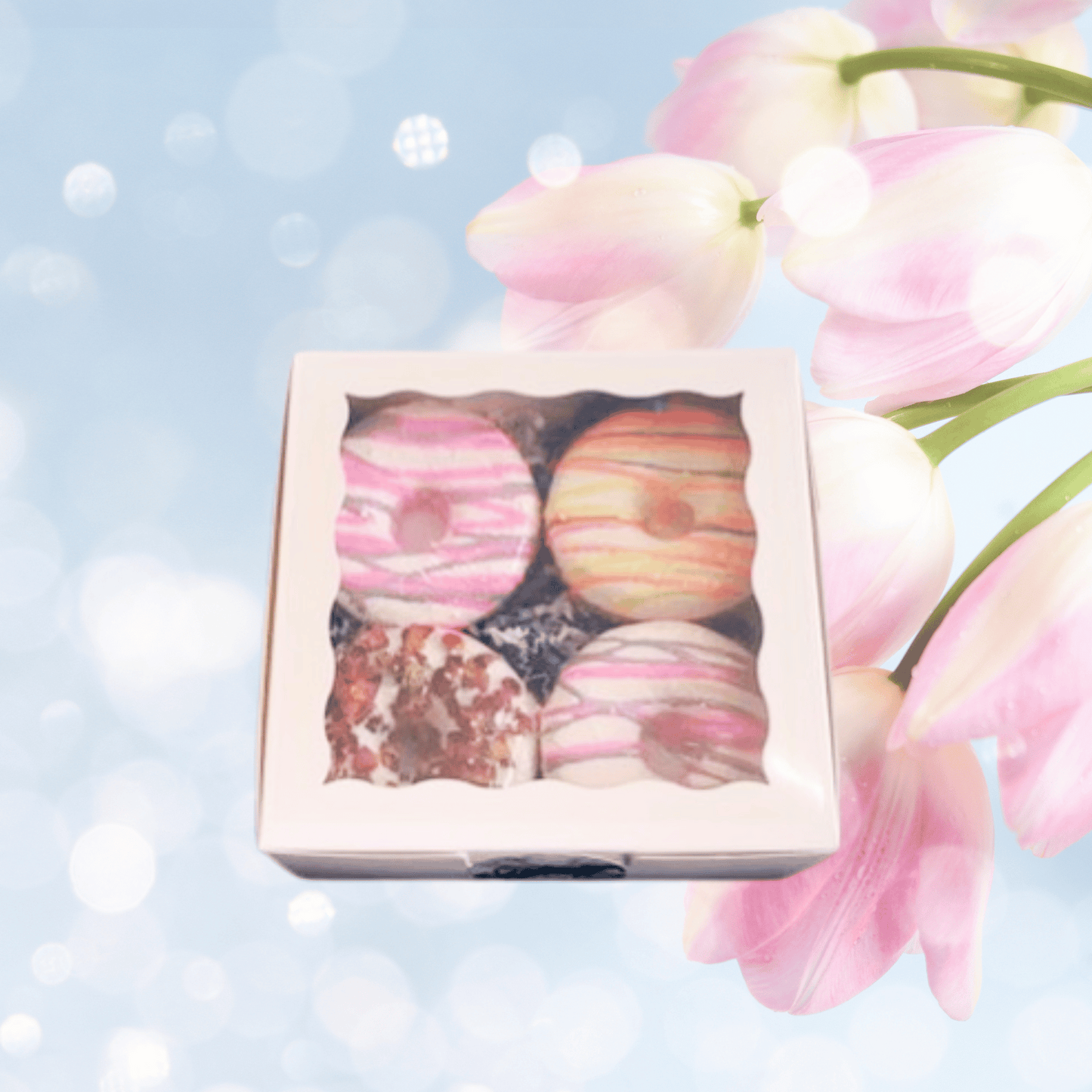 Doughnut Delight 4 Pack Bath Bomb Gift Box Set In Assorted Scents