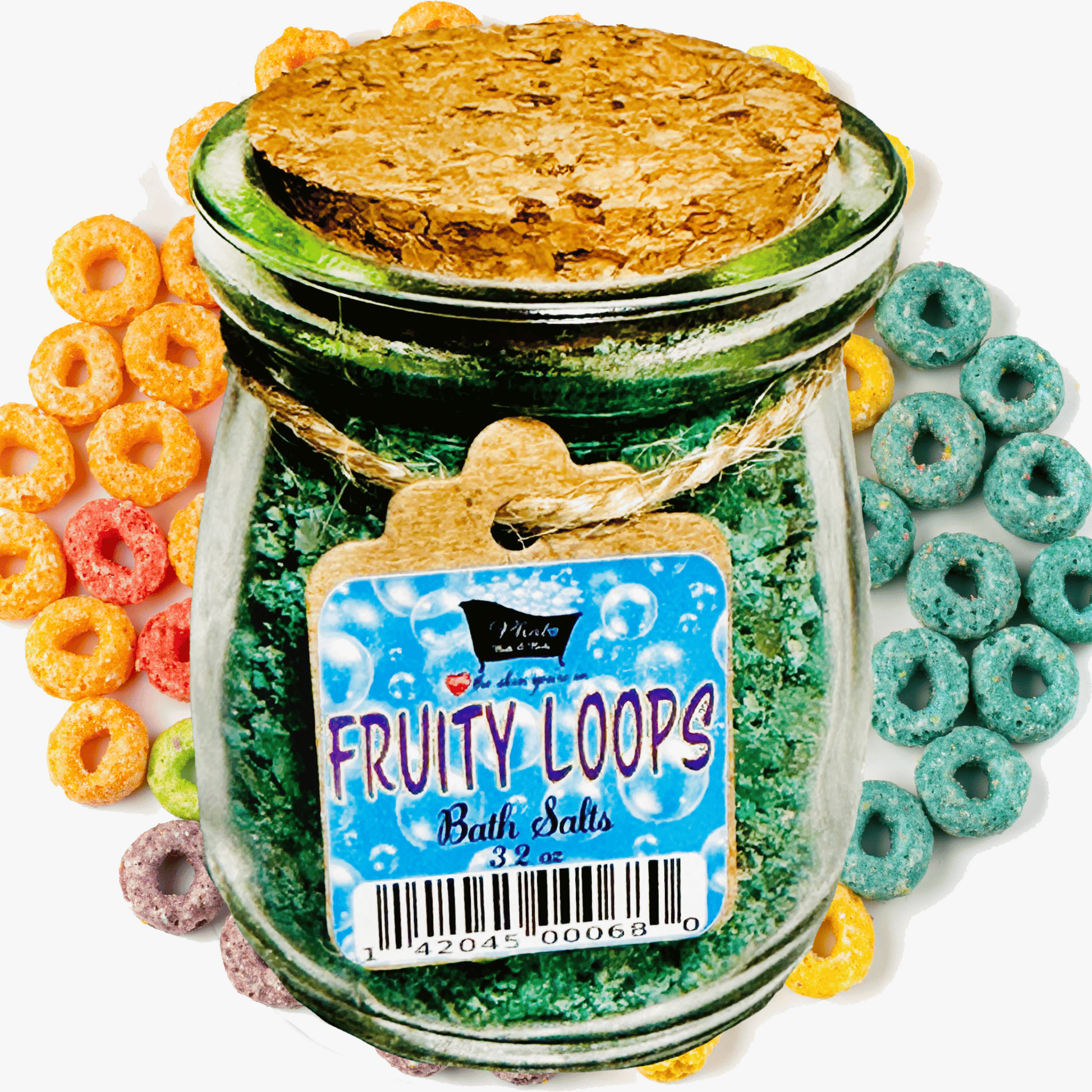 Fruity Loops Natural Bath Salts with Kaolin Avocado & Sea Salt Bath Soak Fruit Loops Type | 3.5 oz