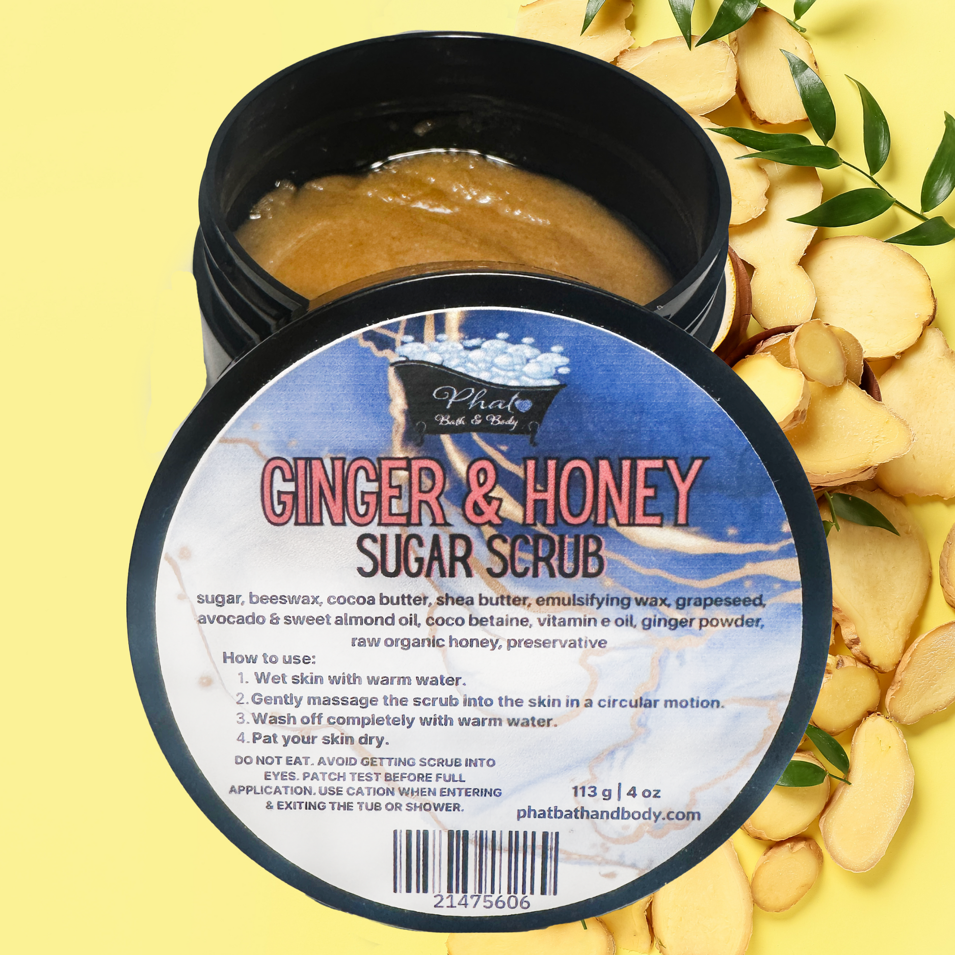 Ginger and Honey Natural Whipped Shea Sugar Scrub
