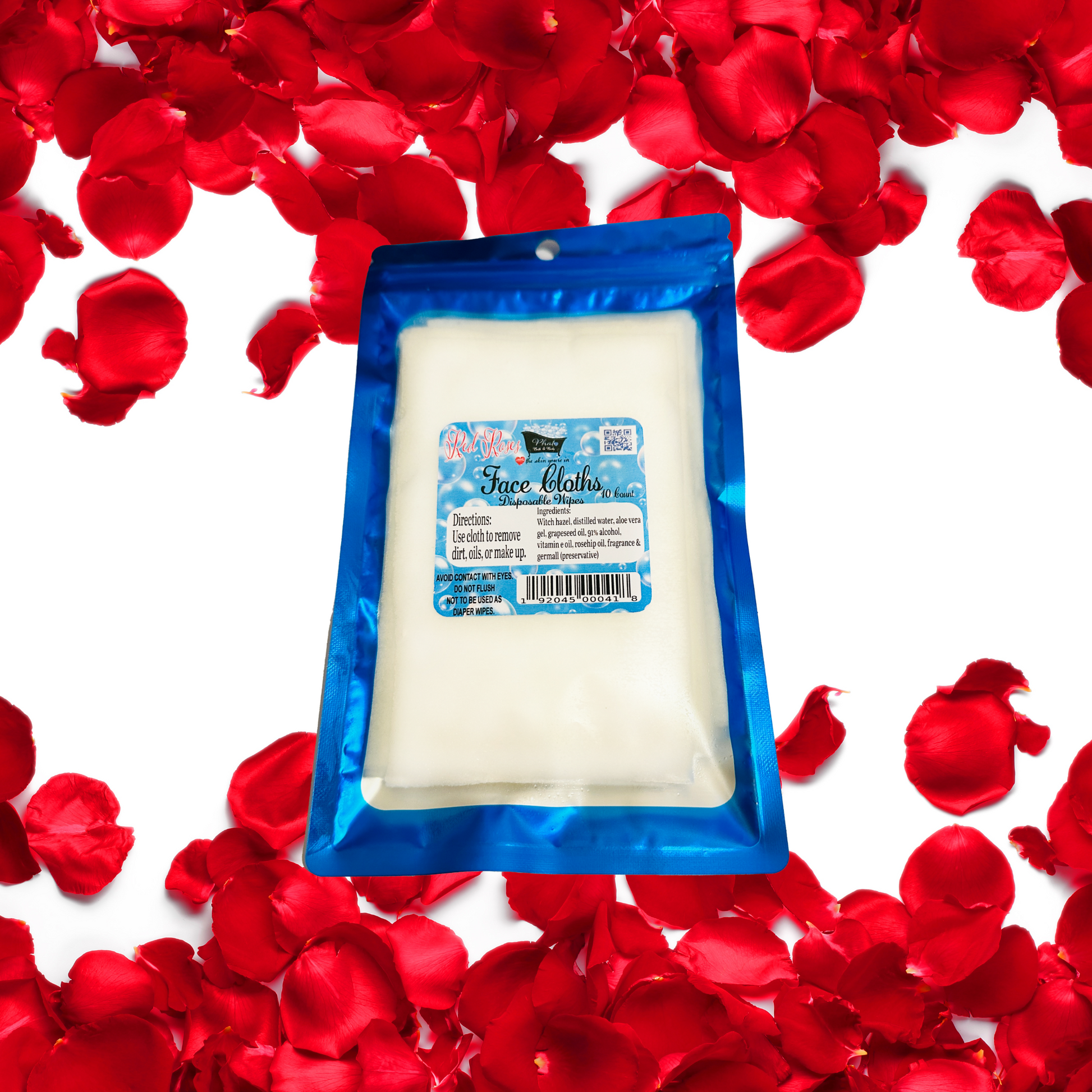 Red Roses Disposable Natural Facial Cloths