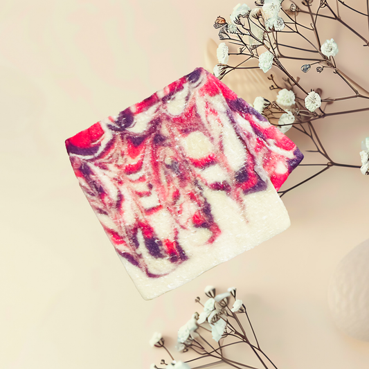 Colorful soap bar with a natural background