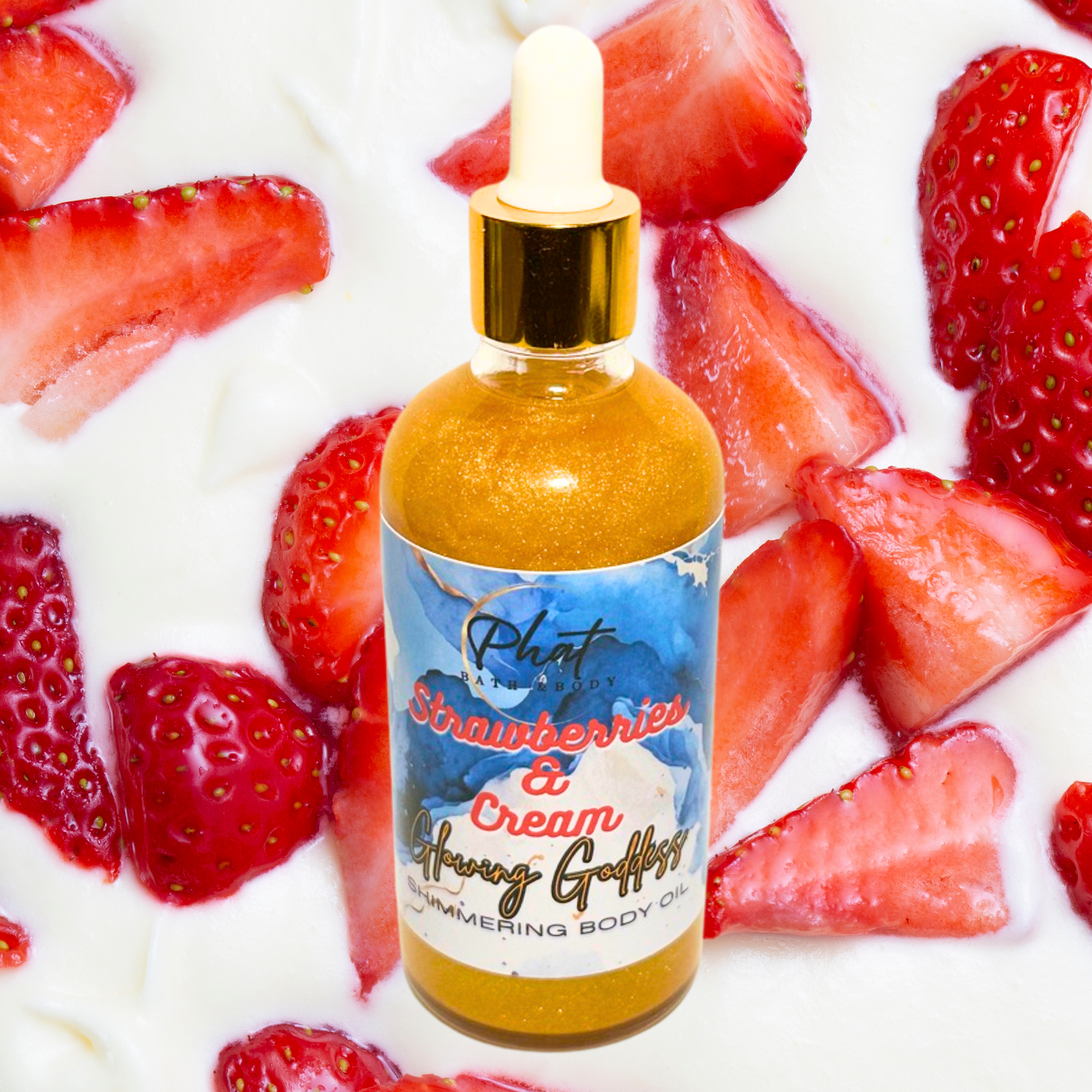 Strawberries and Cream Glowing Goddess Natural Shimmer Body Oil