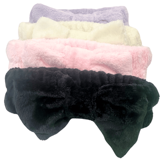 Terry Cloth Headband with Bow for Skincare in Assorted Colors