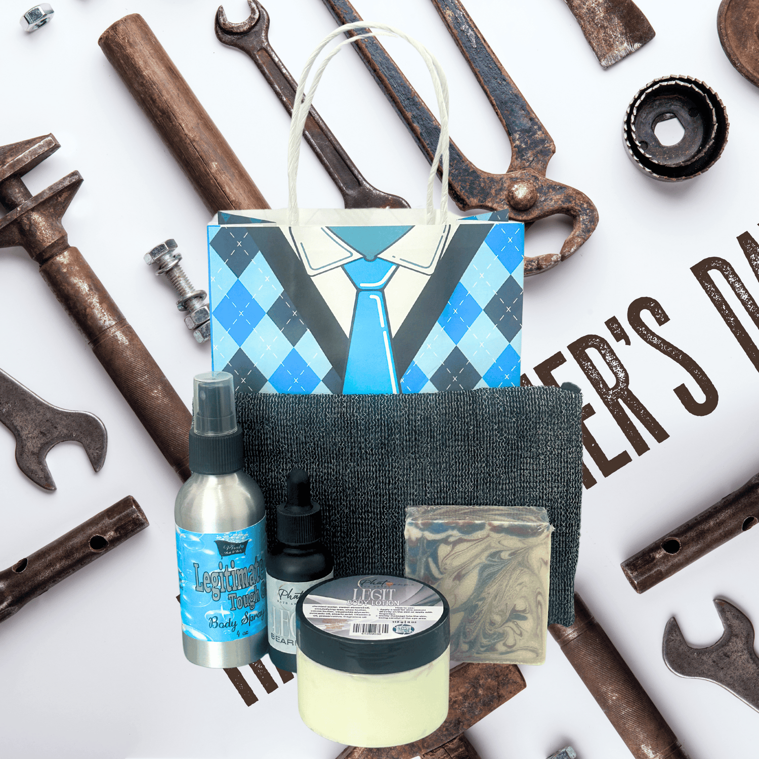 Legit gift set with lotion spray beard oil and gift bag