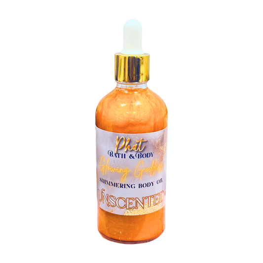 Unscented Glowing Goddess Natural Shimmer Body Oil Golden Glow | 3.2 oz