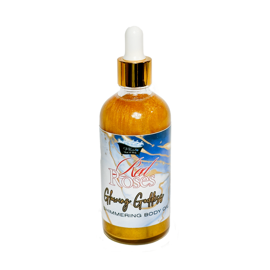 Red Roses Glowing Goddess Natural Shimmer Body Oil Golden Glow | 3.2 oz