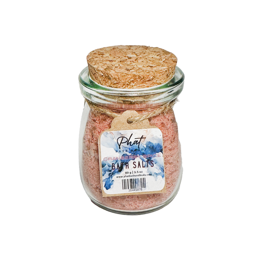 Cranberry Spice Natural Bath Salts with Kaolin Avocado & Sea Salt Bath Soak | 3.5 oz