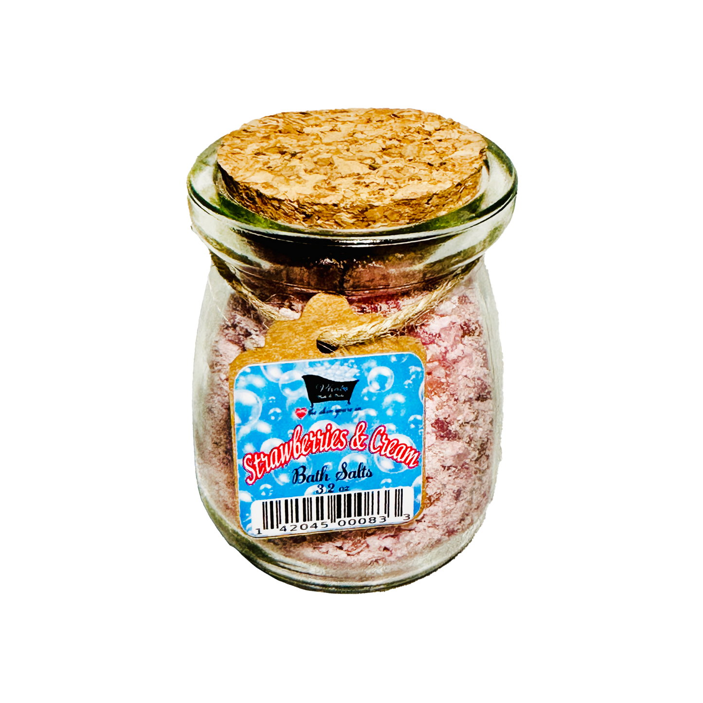 Strawberries & Cream Natural Bath Salts with Kaolin Avocado & Sea Salt Bath Soak | 3.5 oz