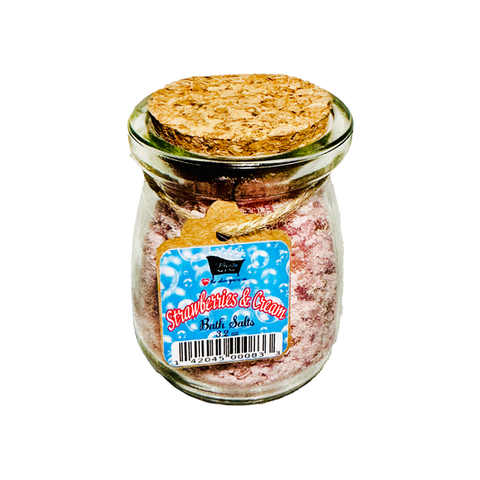 Strawberries & Cream Natural Bath Salts with Kaolin Avocado & Sea Salt Bath Soak | 3.5 oz