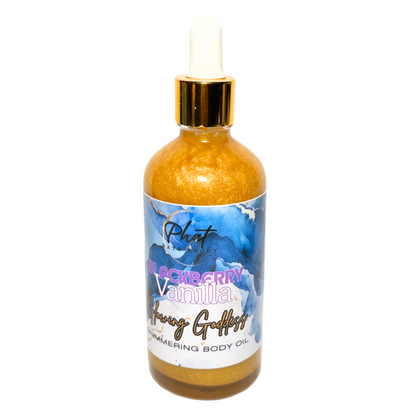 Blackberry Vanilla Glowing Goddess Natural Shimmer Body Oil Bronze Glow Glitter 3.2 oz