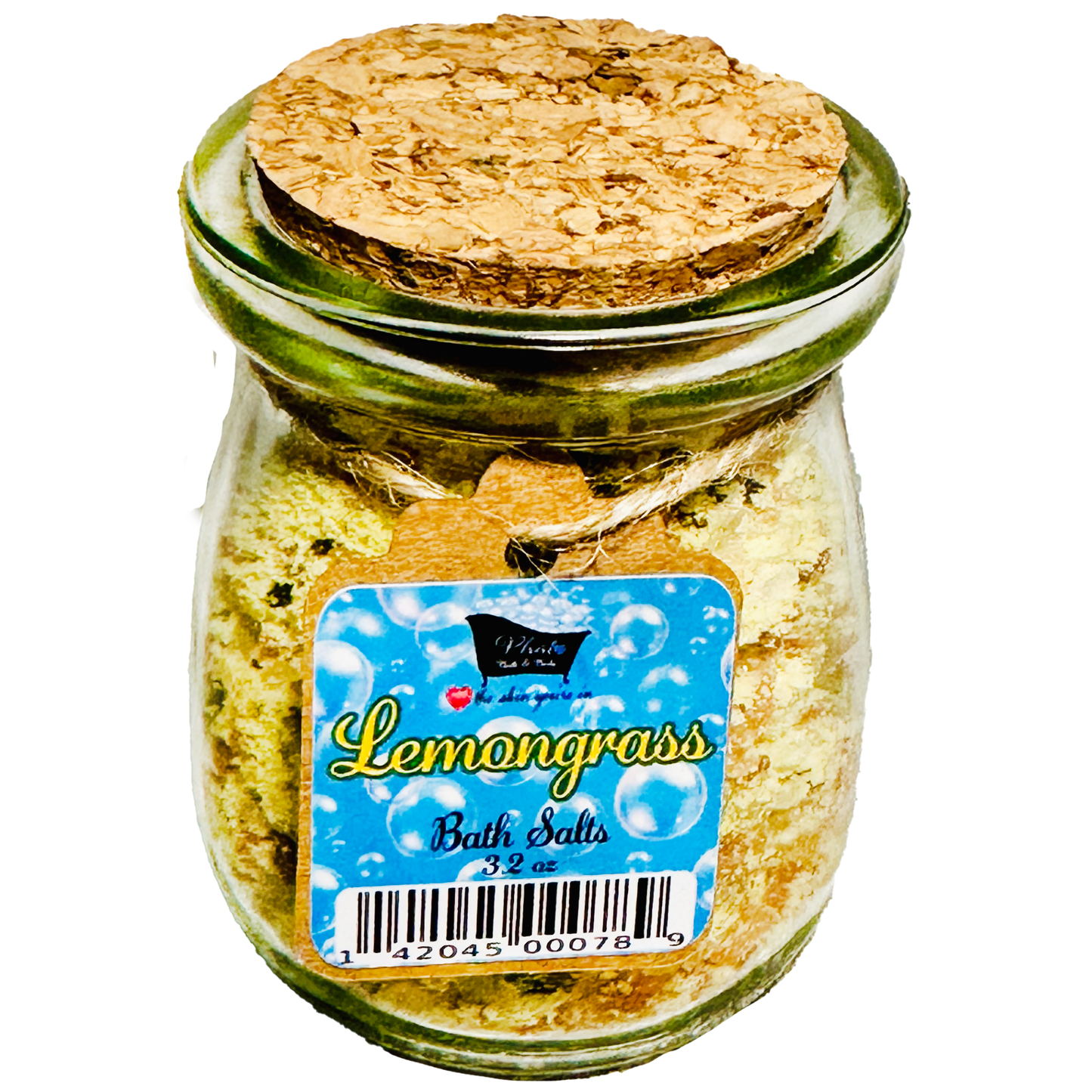 Lemongrass Bath Salts Kaolin Avocado Sea Salt Bath Soak 3.5 oz