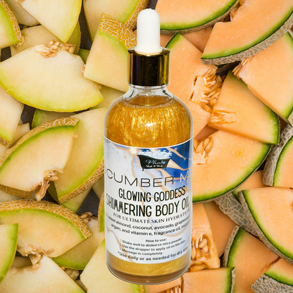 Cucumber Melon Glowing Goddess Natural Shimmer Body Oil Bronze Glow Glitter 3.2 oz