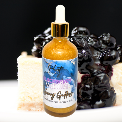 Blackberry Vanilla Glowing Goddess Natural Shimmer Body Oil Bronze Glow Glitter 3.2 oz