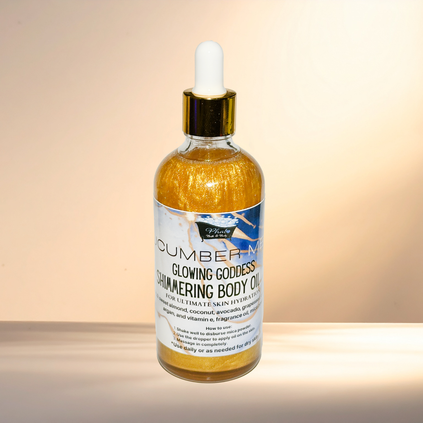 Cucumber Melon Glowing Goddess Natural Shimmer Body Oil Golden Glow | 3.2 oz