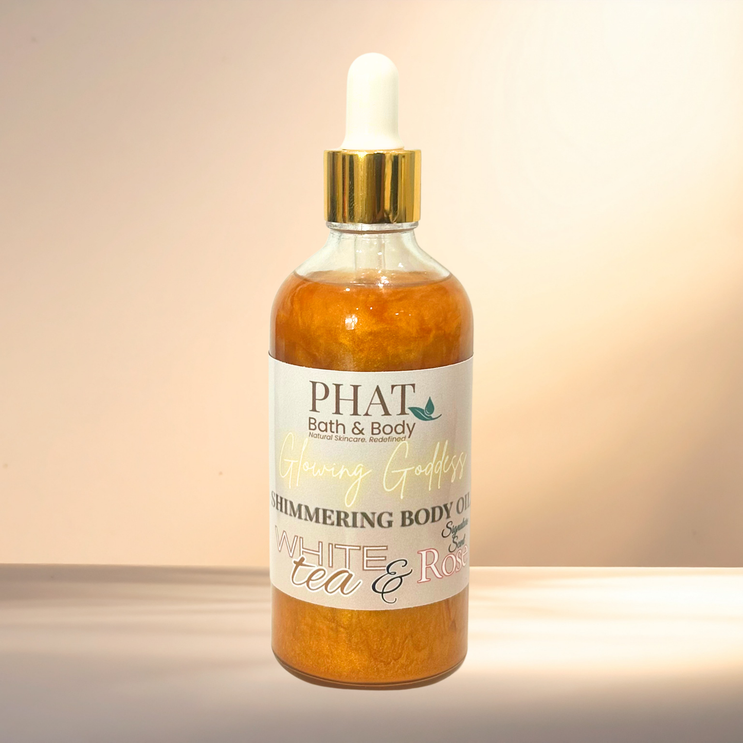 White Tea & Rose Signature Scent Glowing Goddess Natural Shimmer Body Oil | 3.2 oz