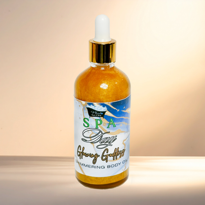 Spa Day Glowing Goddess Natural Shimmer Body Oil Golden Glow Mint & Eucalyptus | 3.2 oz