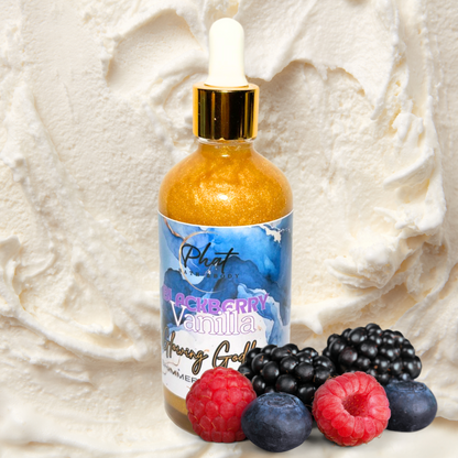 Blackberry Vanilla Glowing Goddess Natural Shimmer Body Oil Bronze Glow Glitter 3.2 oz