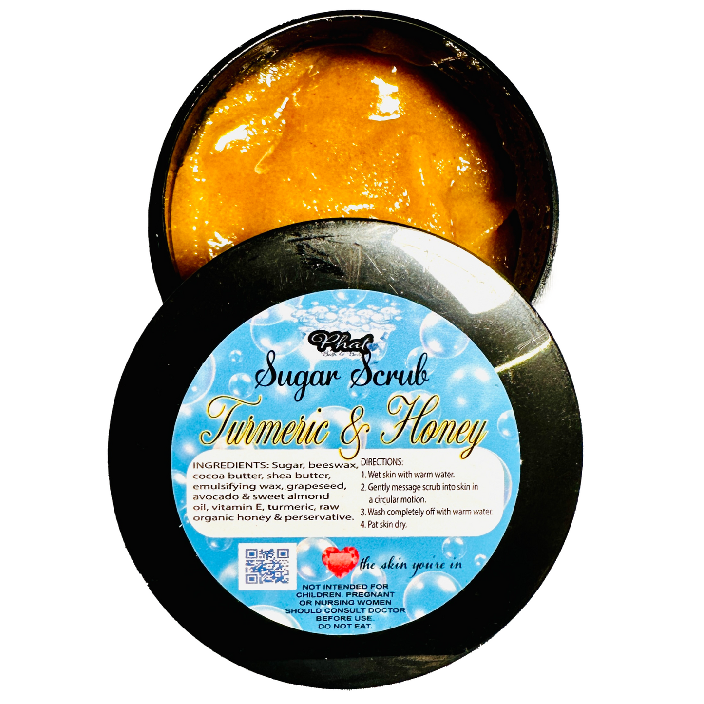 Turmeric and Honey Shea Sugar Scrub Jojoba Oil All Natural 4 oz