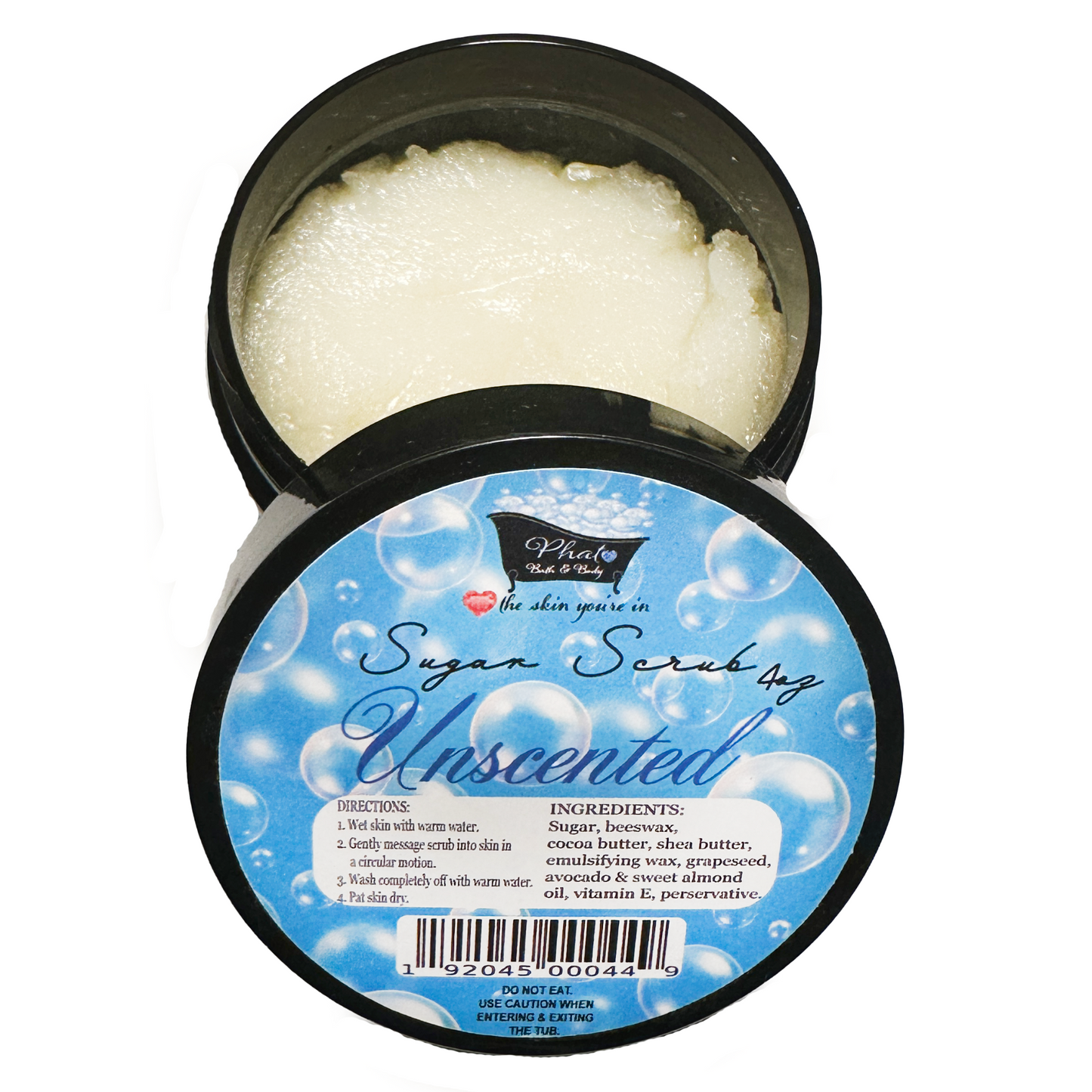 Unscented Whipped Shea Sugar Scrub Cocoa Butter 4 oz