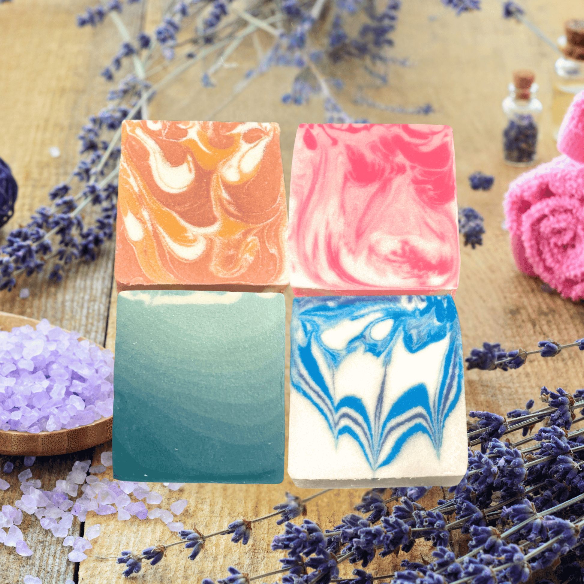 4 Handmade Natural Bar Soaps in Assorted Scents