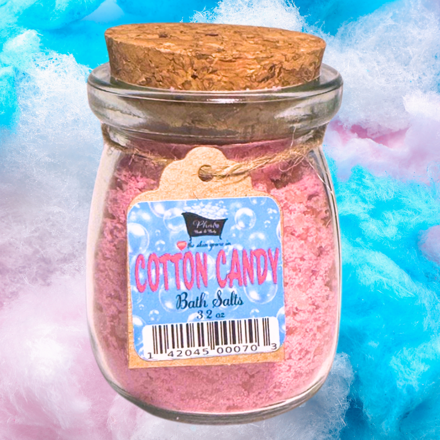 Cotton Candy Natural Bath Salts Kaolin Avocado Sea Salt Bath Soak 3.5 oz