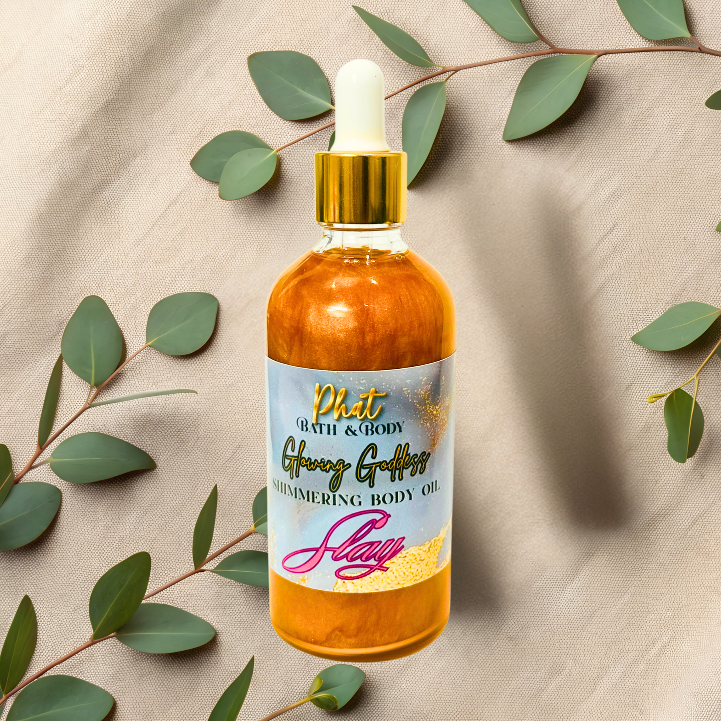 Slay Glowing Goddess Natural Shimmer Body Oil Golden Glow Bite Me Type | 3.2 oz