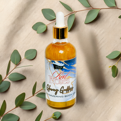 Red Roses Glowing Goddess Natural Shimmer Body Oil Golden Glow | 3.2 oz