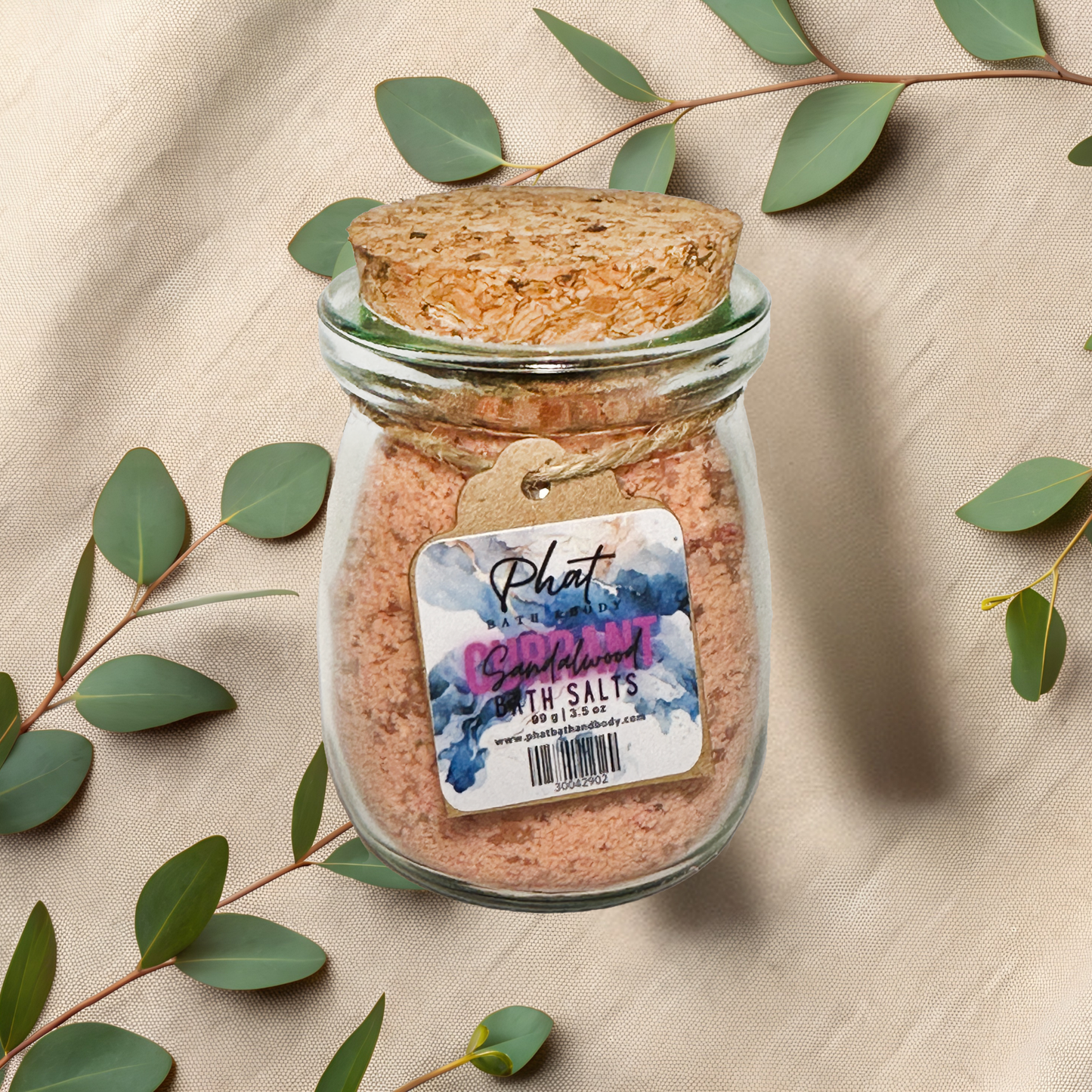 Currant & Sandalwood Natural Bath Salts with Kaolin Avocado & Sea Salt Bath Soak | 3.5 oz