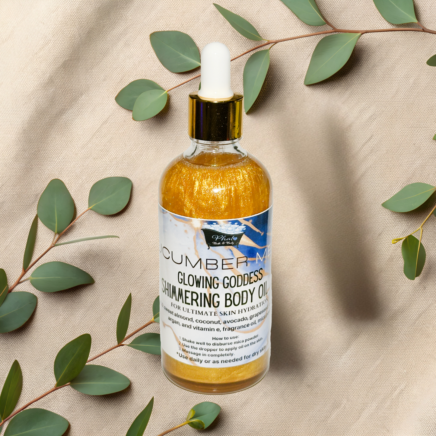 Cucumber Melon Glowing Goddess Natural Shimmer Body Oil Golden Glow | 3.2 oz