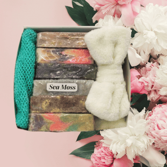 6 Natural Bar Soap Gift Box in Assorted Scents with Soap Pouch