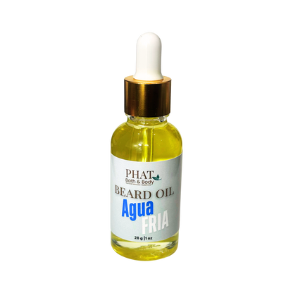 Bottle of Phat Bath & Body beard oil with a dropper on a white background