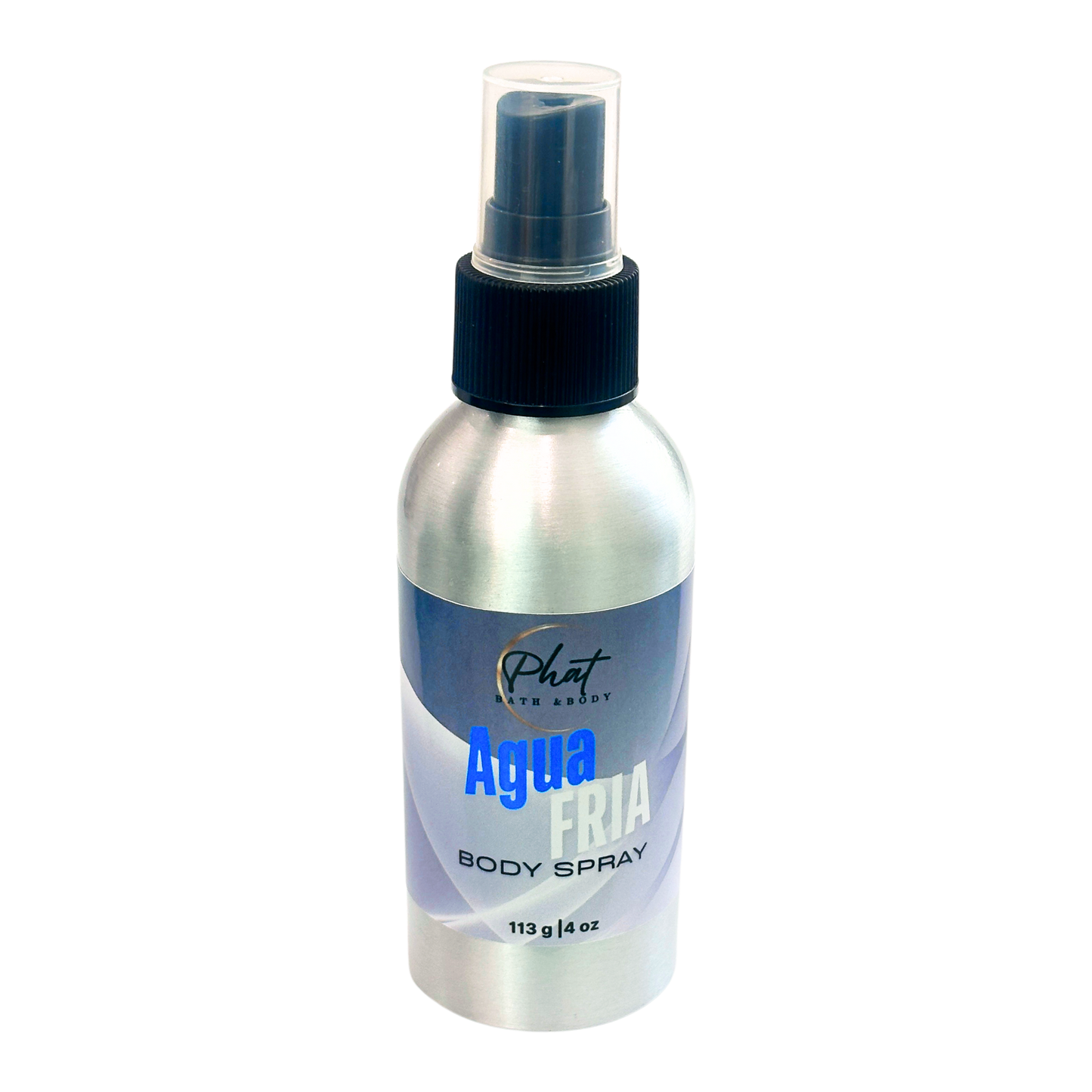 Body spray bottle labeled 'Agua Fria' on a white background