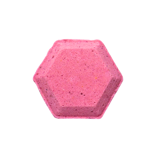 Hexagonal pink shower bomb on a white background