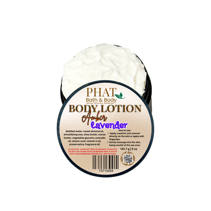 Body lotion container with 'Phat Bath & Body' branding on a white background