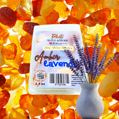 Amber & Lavender Natural Soy Wax Melts Black Amber and Lavender Type | 2.4 oz