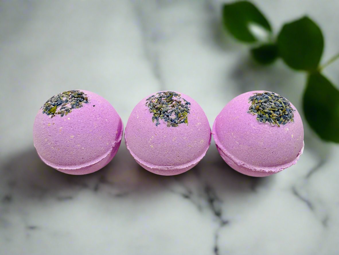 Amber & Lavender Oatmeal Skin Nourishing Bath Bombs with Vitamin E Organic, Natural, and Calming