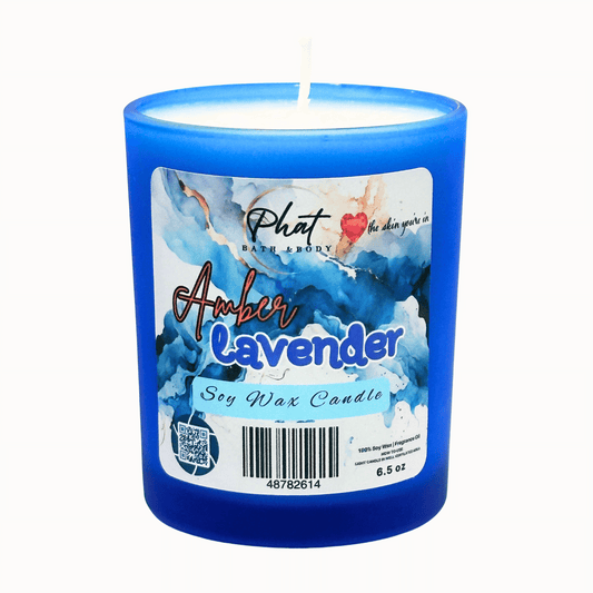Amber and Lavender Natural Soy Wax Candle 6.5 oz Black Amber and Lavender Type
