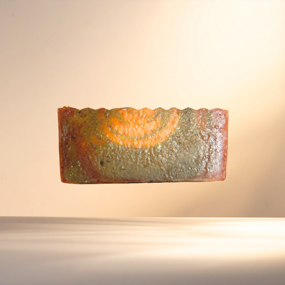 Rectangular soap with a textured surface on a neutral background