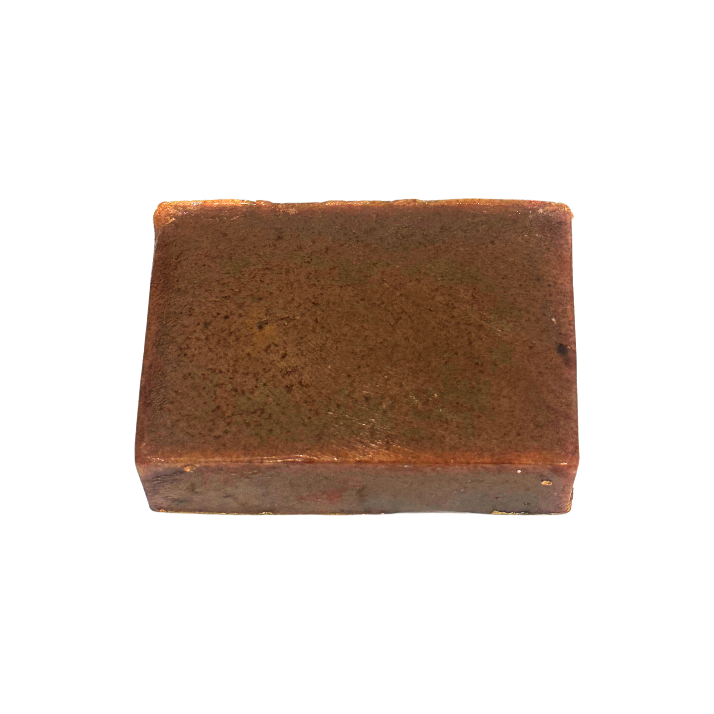 Rectangular brown bar of soap on a white background